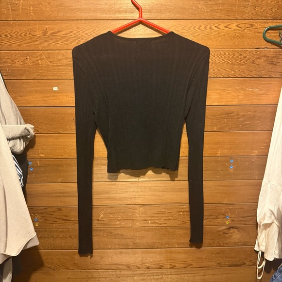 Garage Black Ribbed Button-Down Cardigan - Picture 4 of 4